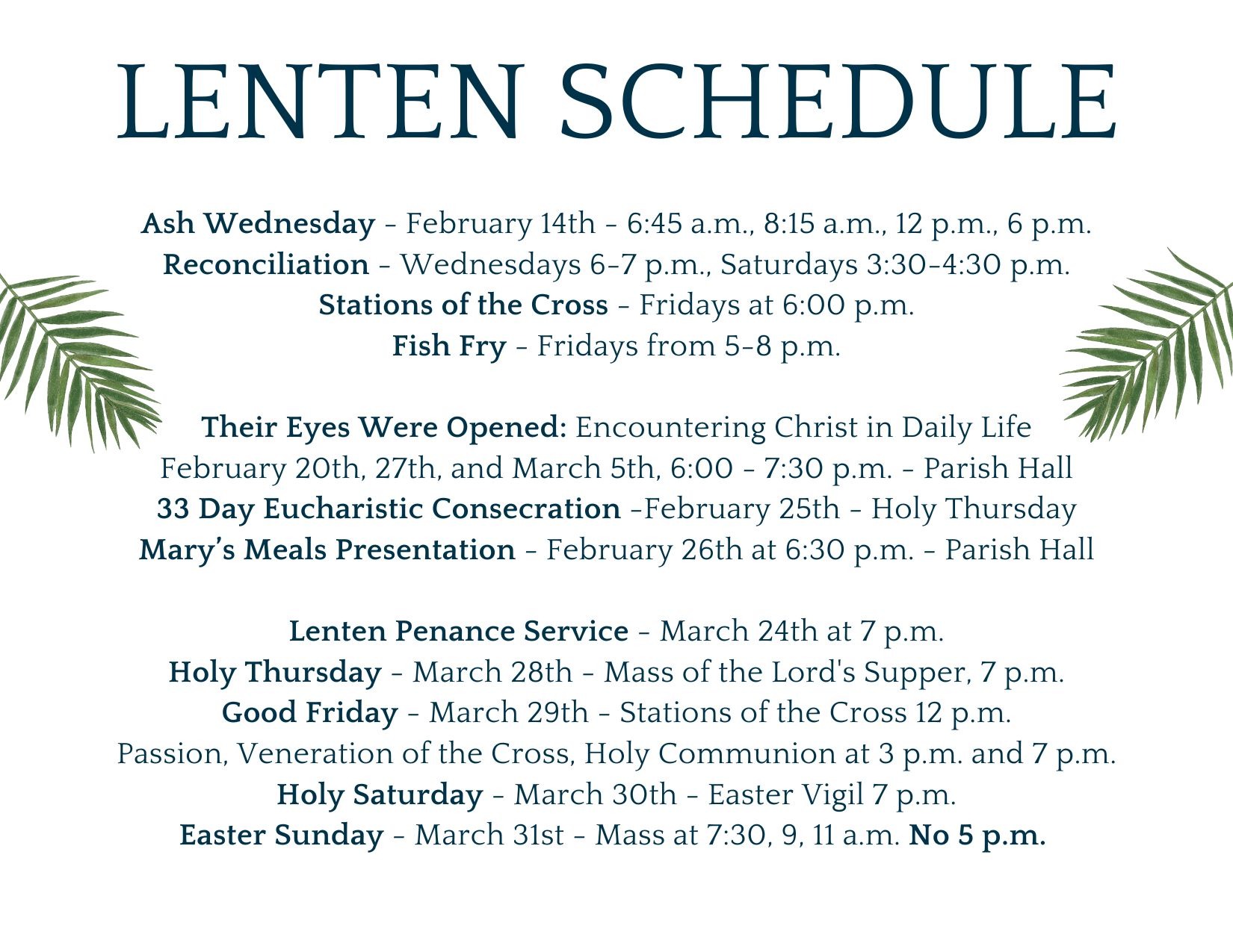 Lent 2024 Church of the Nativity Leawood, KS